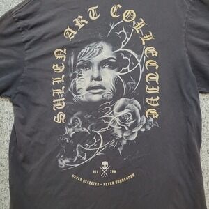 Sullen Art Collective Art T-Shirt Skull‎ Rose Tattoo XL Gothic FLAW